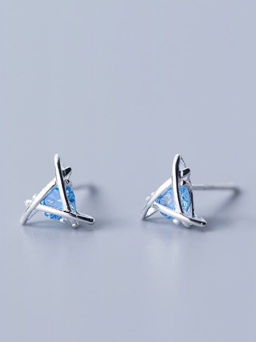 Rosh 925 Sterling Silver With Silver Plated Simplistic Hollow Triangle Stud Earrings 0
