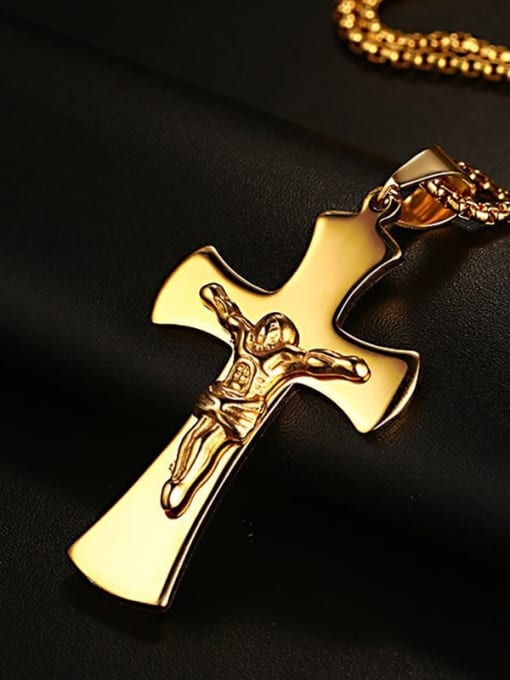 Golden Gold Plated Cross Men Necklace