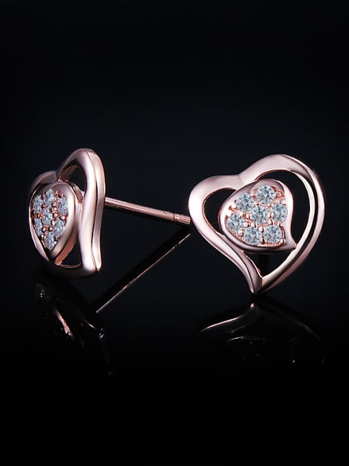SANTIAGO Fashion Heart Cubic Zirconais 925 Silver Stud Earrings 2