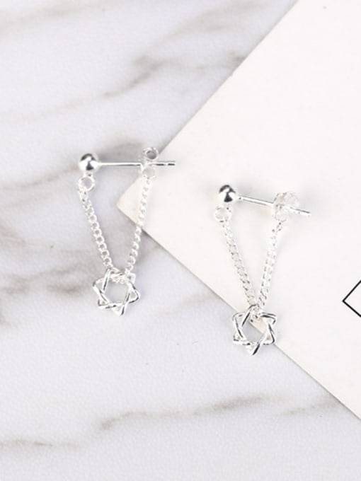 Peng Yuan Simple Six-pointed Star Silver Earrings 1