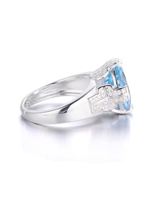 Deli Platinum Plated Sapphire Gemstone Zircon Ring 1