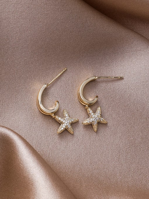 Girlhood Alloy With Gold Plated Delicate Star Drop Earrings 3