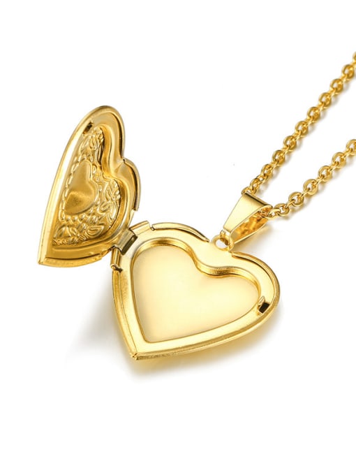 CONG Stainless Steel With Gold Plated Simplistic Pattern Heart Necklaces 3