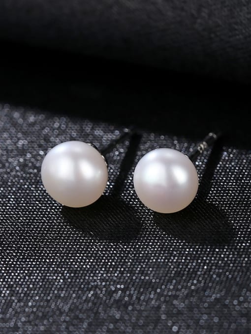 CCUI Pure Silver 6mm natural freshwater pearl studs earring 0