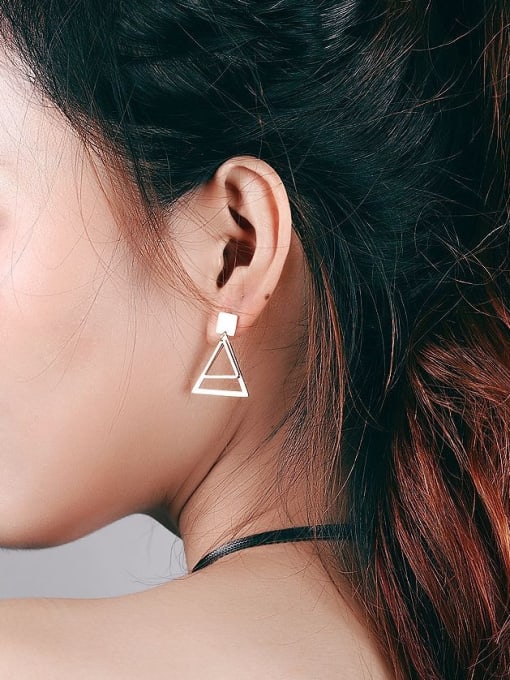 Open Sky Simple Hollow Triangle Rose Gold Plated Stud Earrings 1