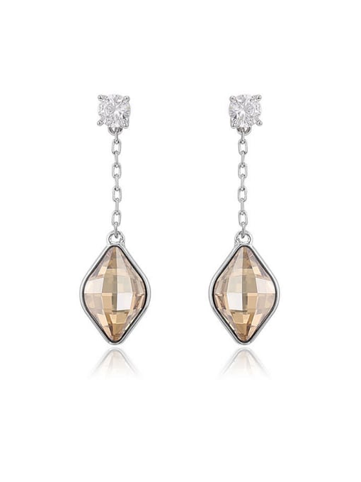 Champagne Copper Alloy White Gold Plated Fashion Diamond Gemstone drop earring