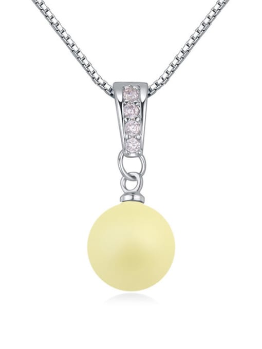 QIANZI Simple Imitation Pearl-accented Crystals Pendant Alloy Necklace 2