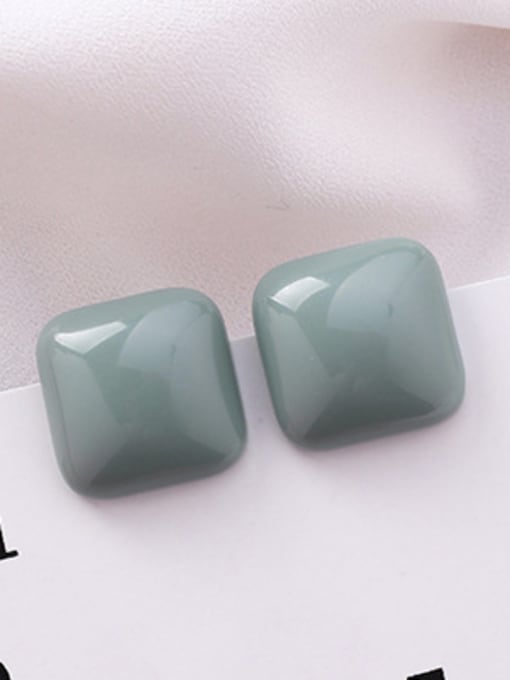 D grey green Alloy With Platinum Plated Simplistic Square Stud Earrings