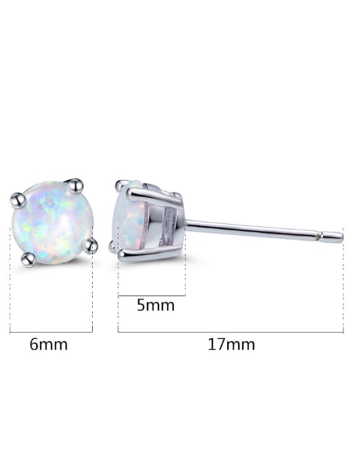 White 6MM Opal Stone stud Earring