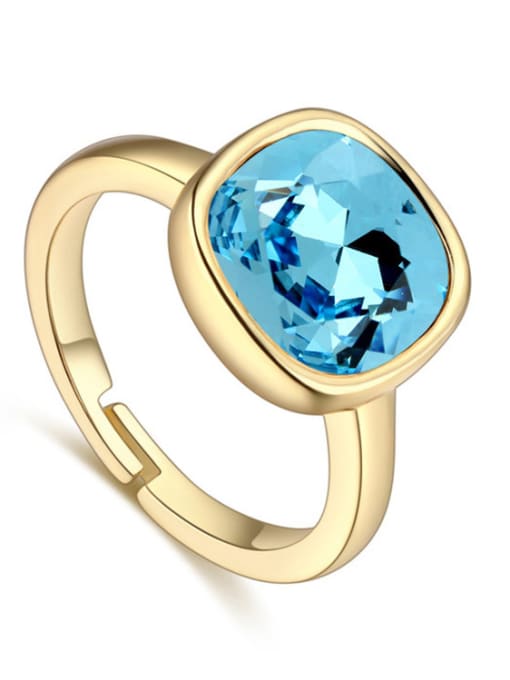 blue Simple Square austrian Crystals Alloy Ring