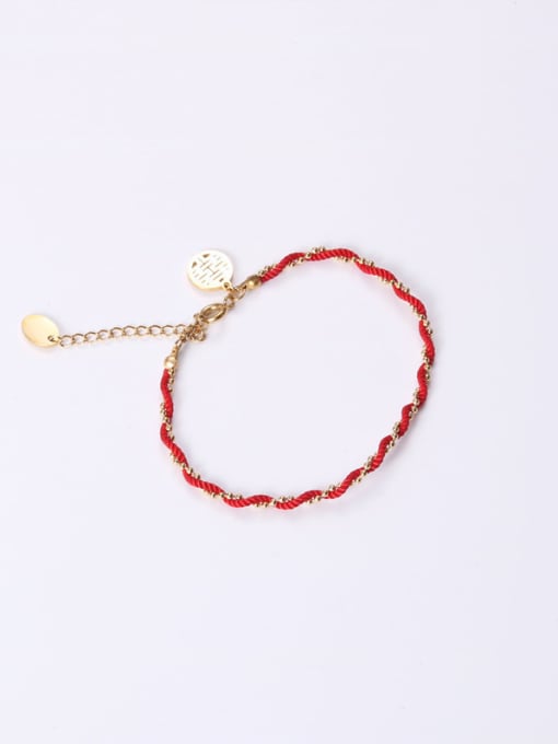 GROSE Titanium With Gold Plated Simplistic Red Rope Woven  Bracelets