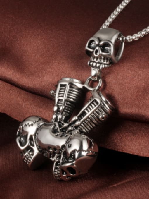 Open Sky Punk style Personalized Skulls Titanium Necklace 1