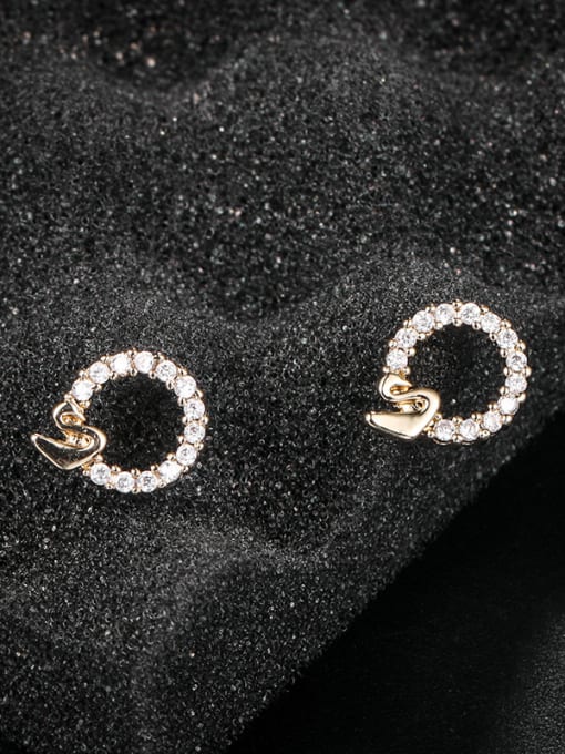 273 genuine gold Copper With Cubic Zirconia  Cute Irregular Stud Earrings