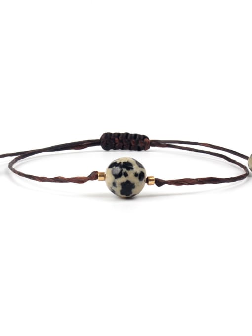 B6005-H Speckled Stone Natural Stones Woven Leather Rope Bracelet
