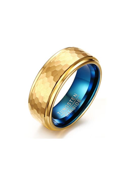 CONG Men Luxury Gold Plated Geometric Tungsten Ring