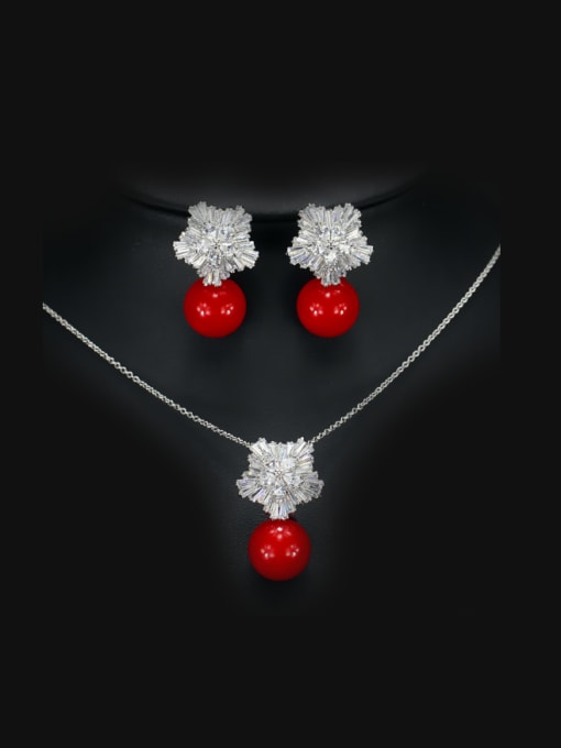 L.WIN Snowflake Zircon Pearl Jewelry Set 0