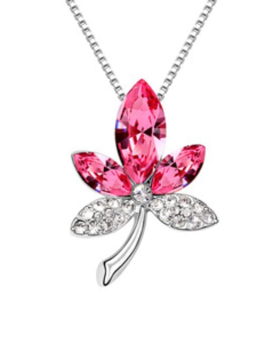 pink Fashion Maple Leaf austrian Crystals Alloy Necklace