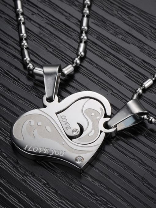 Open Sky Personalized Combined Heart shaped Titanium Lovers Necklace 1