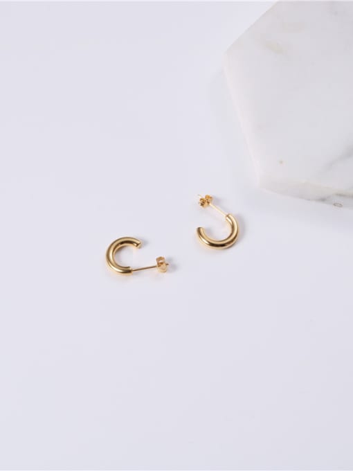 GROSE Titanium With Gold Plated Simplistic Geometric Stud Earrings 1