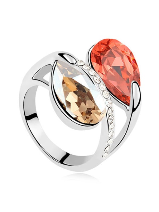 double color Exaggerated Water Drop austrian Crystals Alloy Ring