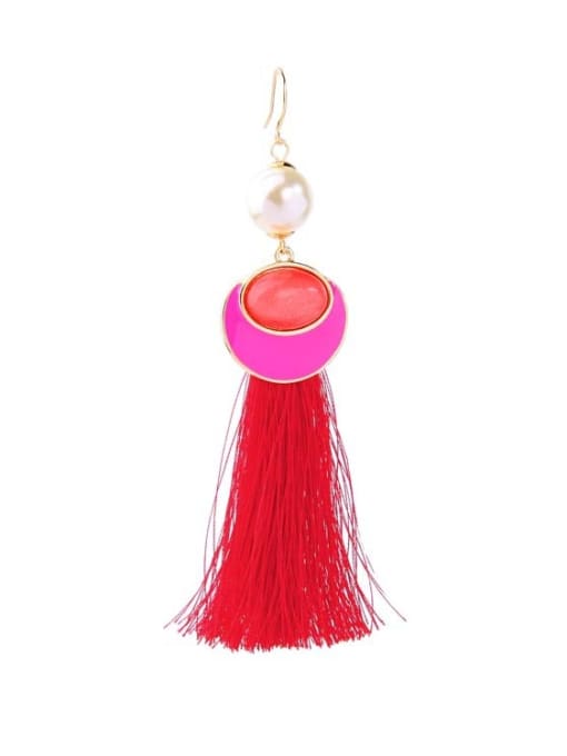 KM Red Color Tassel Fashion Drop Earrings 3