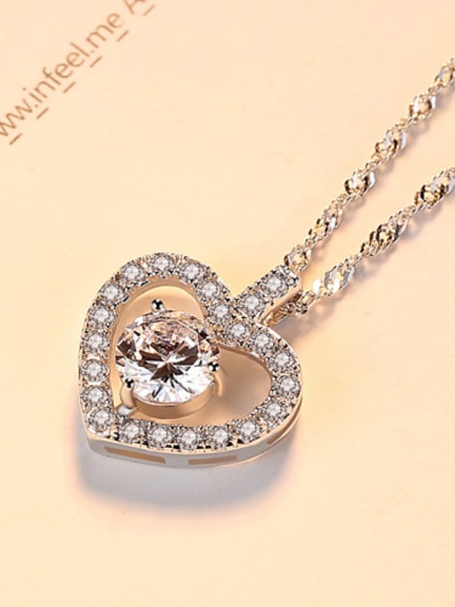 Platinum Sterling silver exquisite versatile love zircon necklace