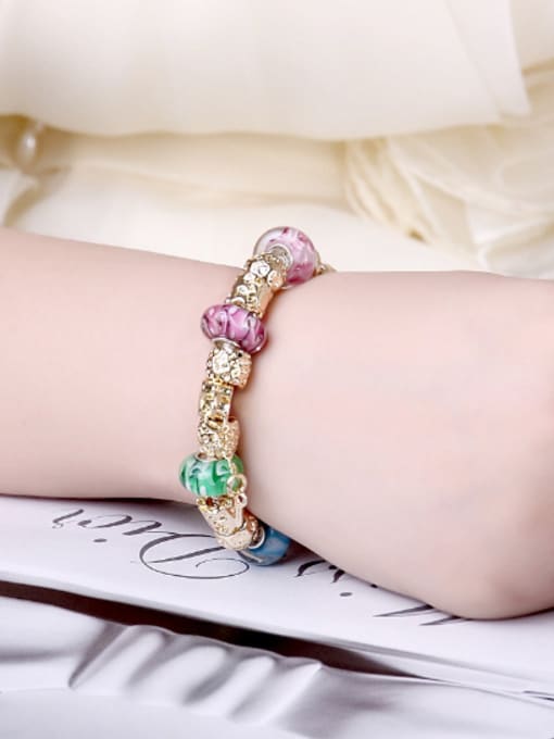 OUXI Gold Plated Decorations Glass Beads Bracelet 1