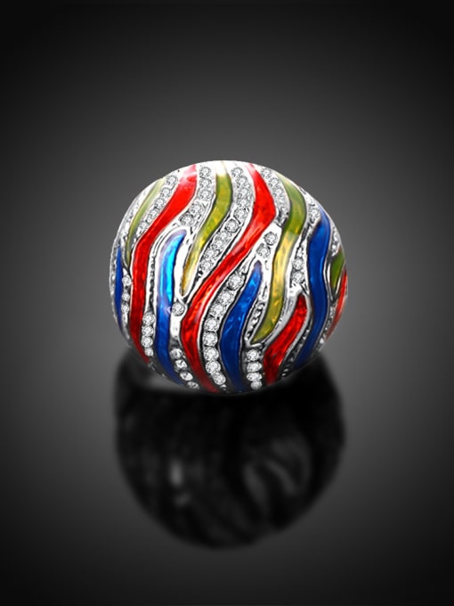 Ronaldo Creative Colorful Geometric Shaped Rhinestone Enamel Ring 2