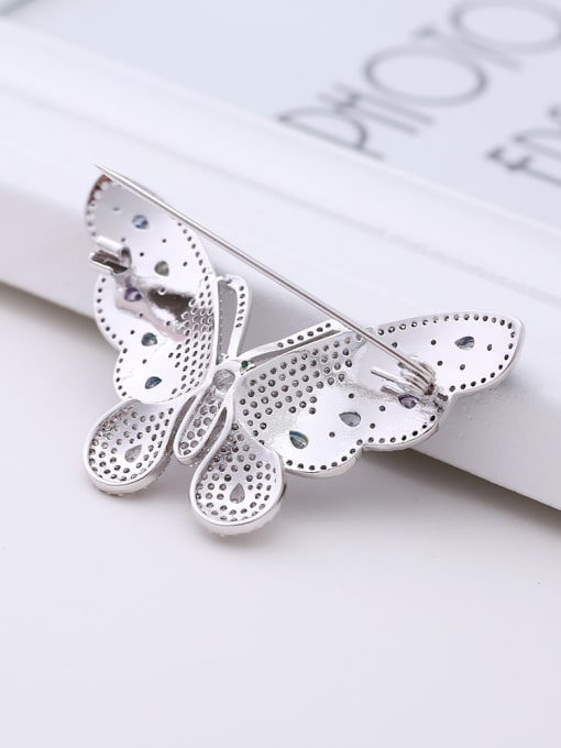 Wei Jia Fashion Cubic Zirconias Butterfly Platinum Plated Copper Brooch 2