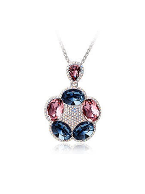Purple Fashion austrian Crystals Flowery Necklace