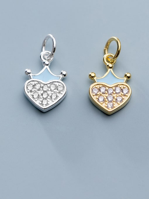 FAN 925 Sterling Silver With Cubic Zirconia  Simplistic Heart Charms
