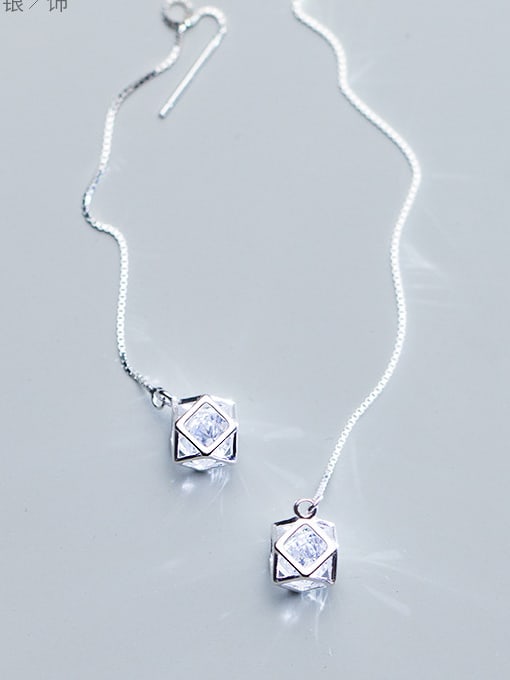 Rosh 925 silver  Polygonal three-dimensional zircon   earring 0