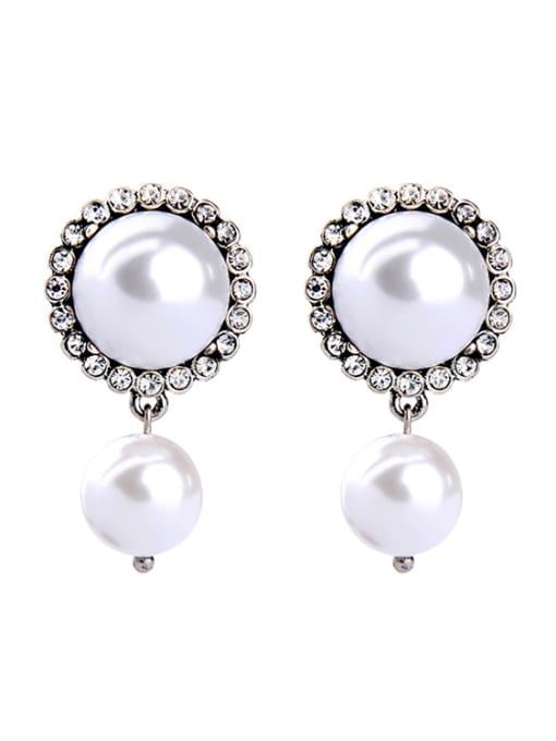 KM Artificial Pearls Alloy Women Fashion Stud Earrings 0