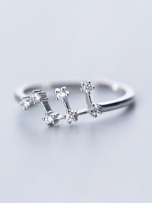 Virgo 925 Sterling Silver With Platinum Plated Simplistic Constellation Free size Rings