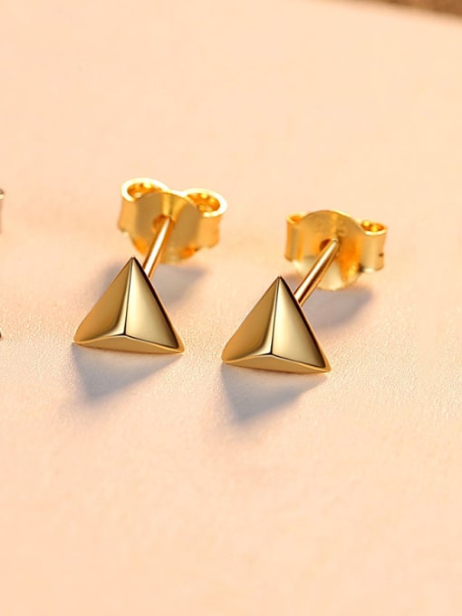 CCUI 925 Sterling Silver With Glossy solid trianglec Stud Earrings