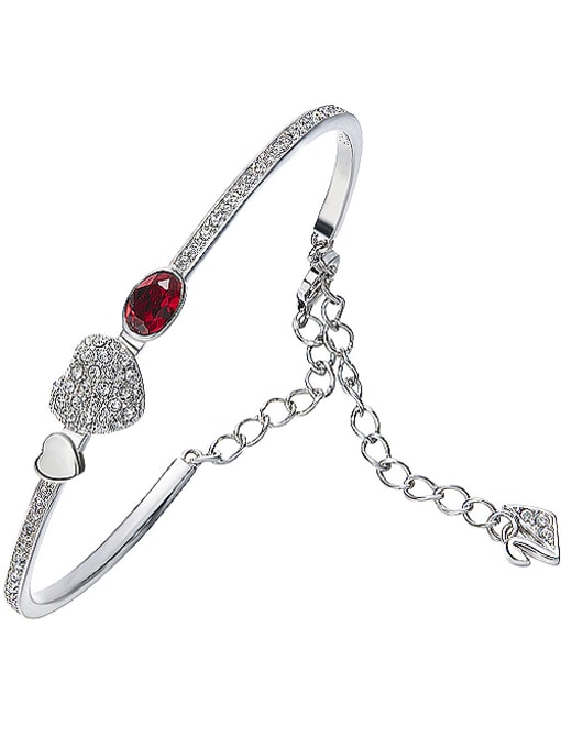 Red S925 Silver Heart-shaped Bangle
