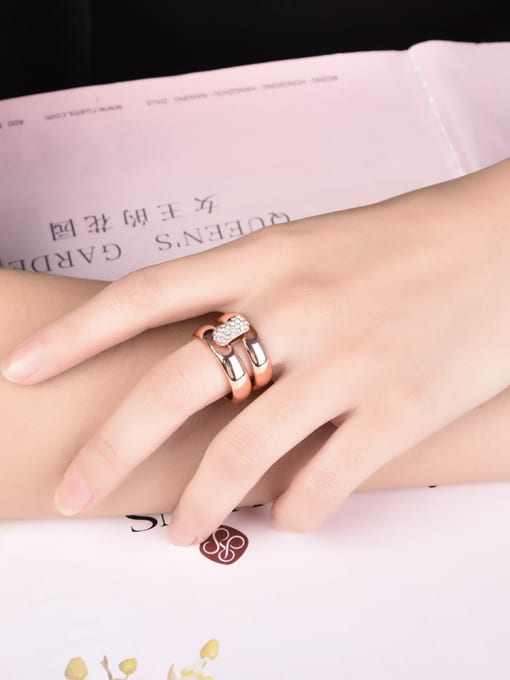 Ronaldo All-match Rose Gold Plated Geometric Zircon Ring Set 1