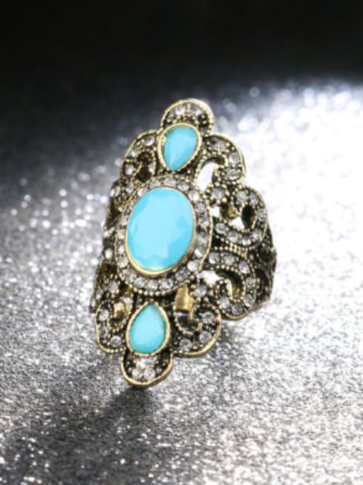 Gujin Retro style AAA Resin White Rhinestones Alloy Ring 2