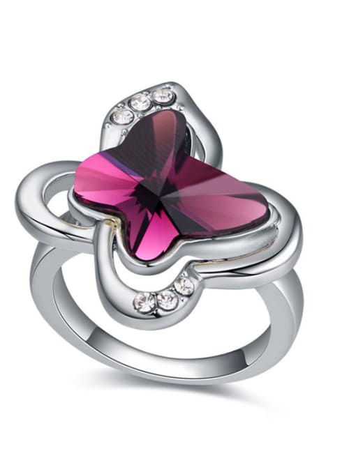 fuchsia Fashion Butterfly-shaped austrian Crystal Alloy Ring