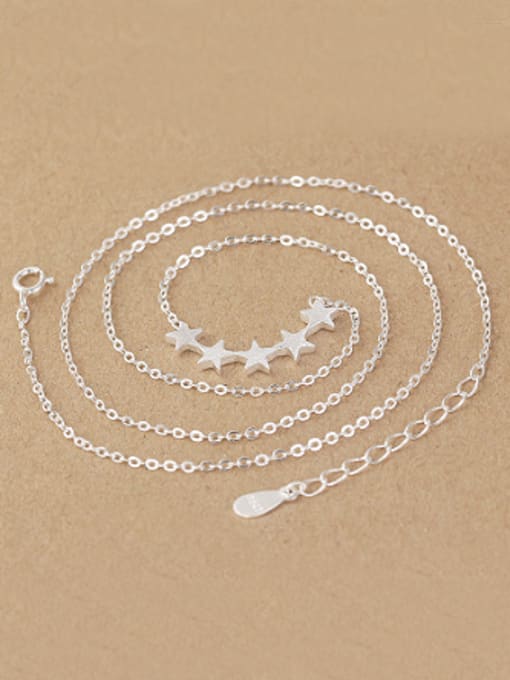 Peng Yuan Simple Five-pointed Stars Silver Necklace 2