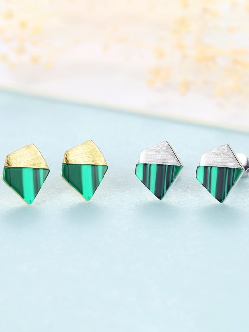 CCUI Copper With Turquoise  Simplistic Geometric Stud Earrings 3