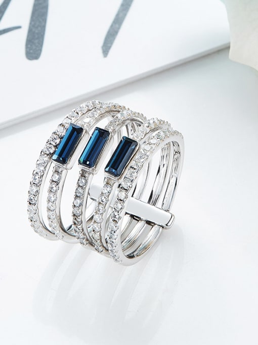 CEIDAI Fashion Multi-band austrian Crystals 925 Silver Ring 3