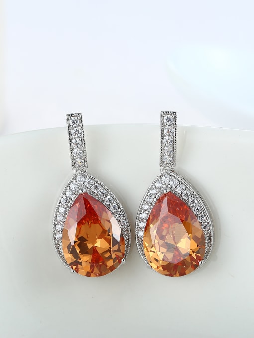 Wei Jia Fashion Water Drop Zircon Copper Stud Earrings 1