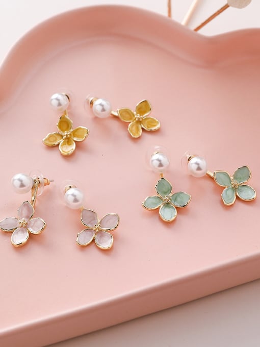 Girlhood Alloy With Rose Gold Plated Cute Flower Drop Earrings 0