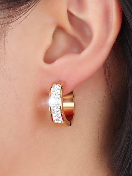 CONG Fashion Gold Plated Geometric Shaped Rhinestone Clip Earrings 1