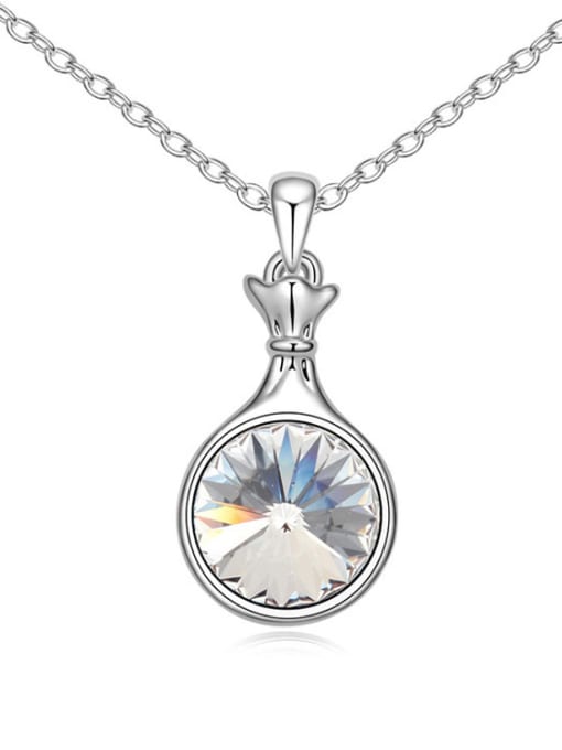 White Simple Round austrian Crystals Pendant Alloy Necklace