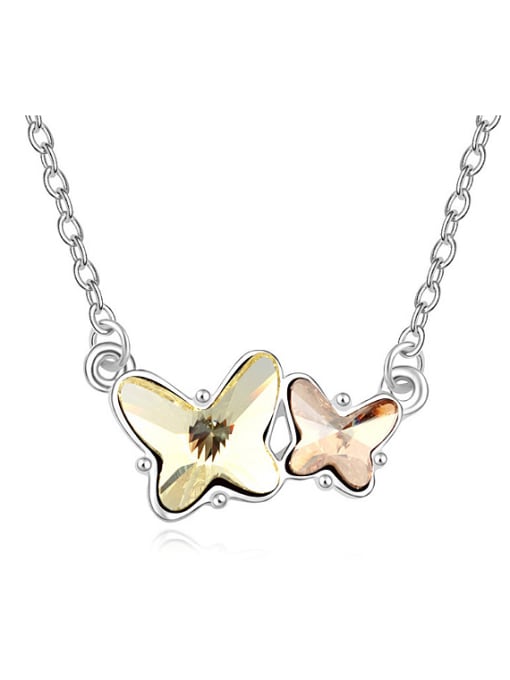 QIANZI Fashion Double Butterfly austrian Crystals Alloy Necklace 2