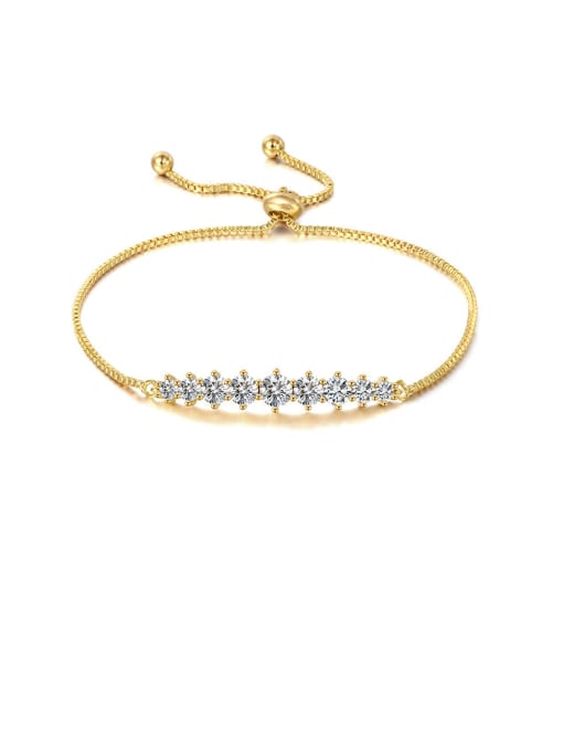 gold Copper With Cubic Zirconia Simplistic Round Adjustable Bracelets