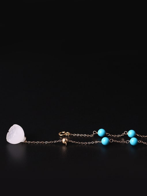 SILVER MI Ethnic style Tiny Turquoise Stones Jade Lotus Seedpot 925 Silver Bracelet 2