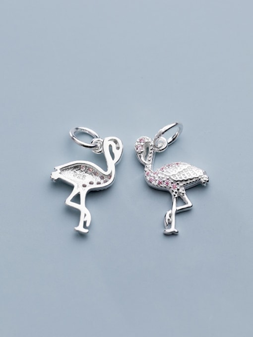 FAN 925 Sterling Silver With  Cubic Zirconia  Personality Red-Crowned Crane Pendants 4